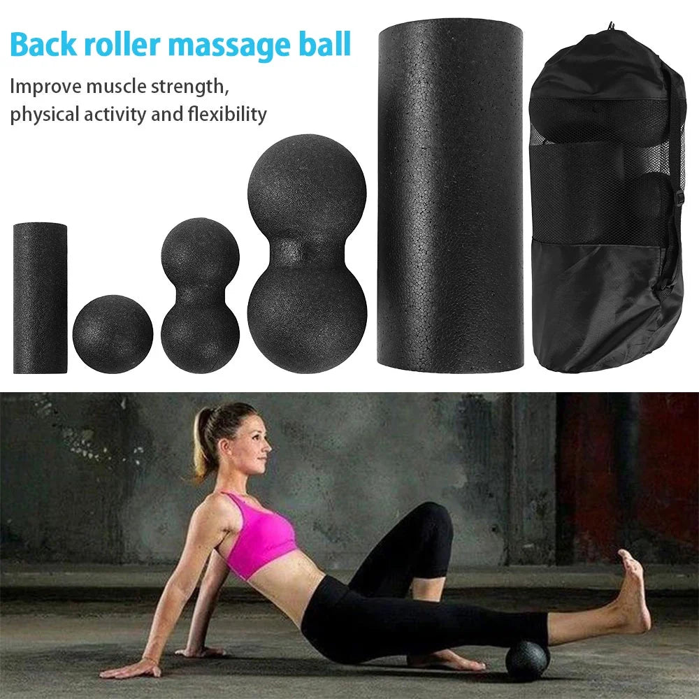 Foam Roller Set -Muscle Roller Set with Massage Stick Massage Ball High Density Massager Roller with Bag