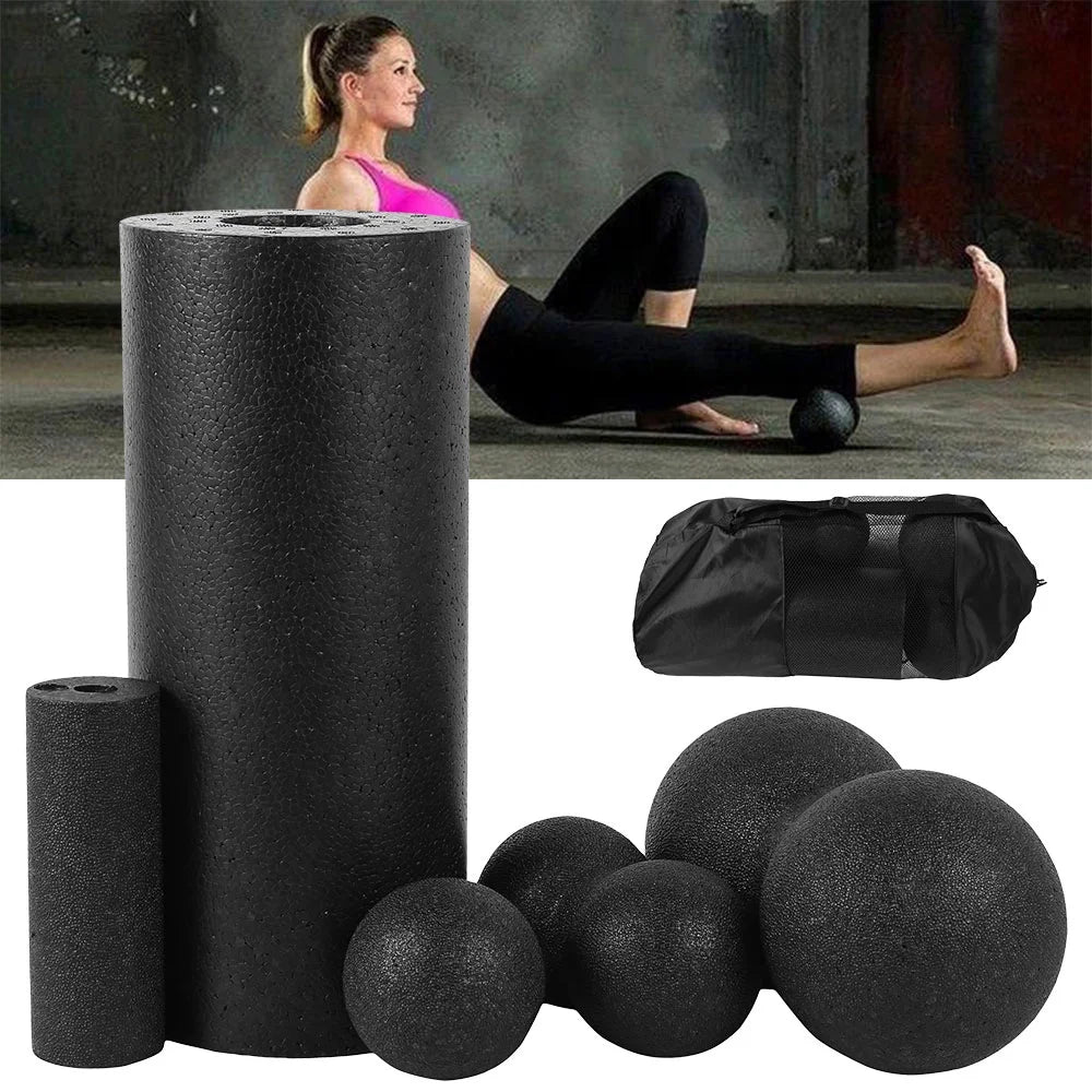 Foam Roller Set -Muscle Roller Set with Massage Stick Massage Ball High Density Massager Roller with Bag